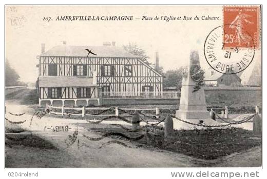 Amfreville La Campagne - Place De L'Eglise Et Rue Du Calvaire  : Achat Immédiat - Autres & Non Classés