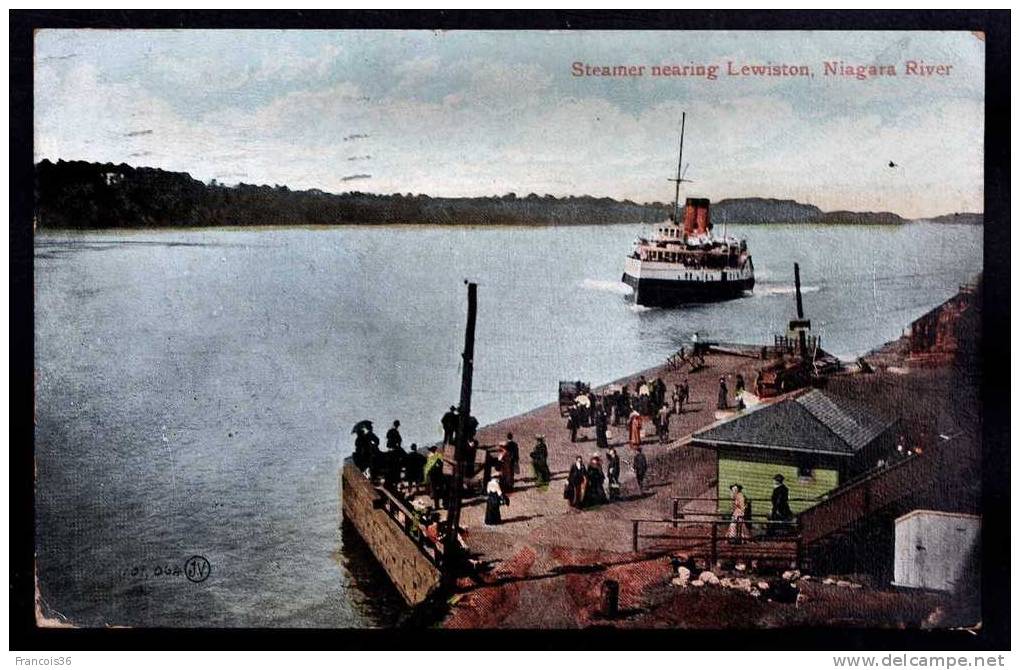 Bateau - Steamer Nearing Lewiston, Niagara River - Carte écrite En 1910 - Lewiston