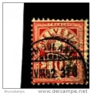 SWITZERLAND/SWEIZ - 1882  CYPHER  10 C. RED - AMBULANT CANCEL   .. VIII 02 - Plaatfouten