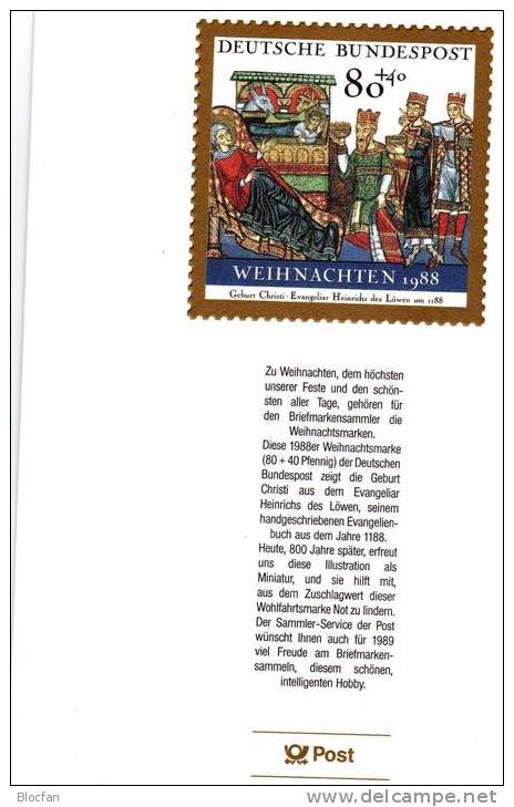 Relief Geburt Christi Weihnachten Jahresblock 1988 BRD 1396 + JG5 ** Plus O 5€ - Religious