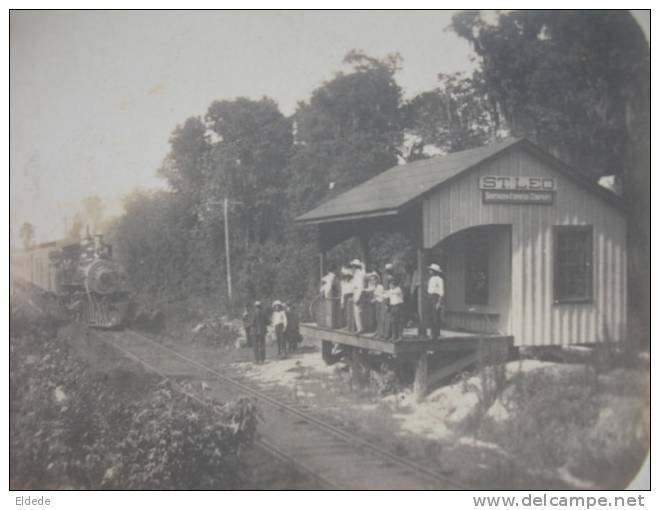 Real Photo St Leo Station Southern Express Company  Train - Autres & Non Classés