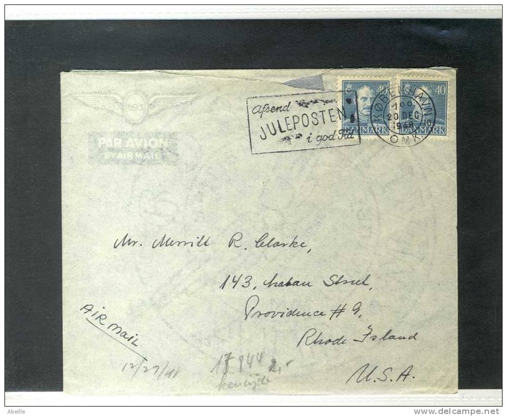 17/844      LETTRE  DANMARK  POUR USA AVEC VINGETTE VERSO JUL 1948 - Lettres & Documents