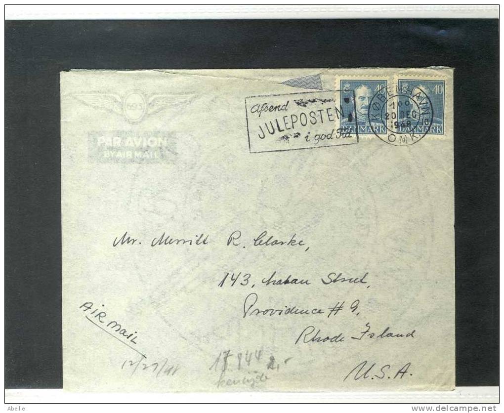 17/844      LETTRE  DANMARK  POUR USA AVEC VINGETTE VERSO JUL 1948 - Storia Postale