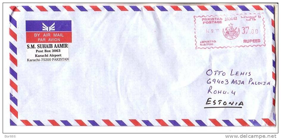 GOOD PAKISTAN Postal Cover To ESTONIA 2009 - Machine Stamped - Pakistan