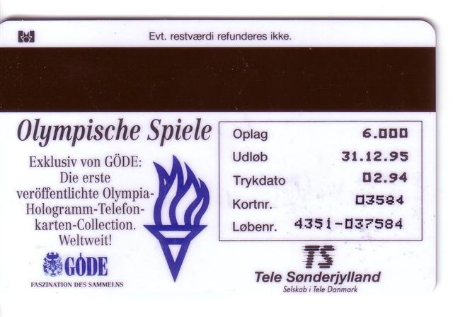 GYMNASTICS - Olympic Games 1996 Atalanta (Denmark Hologram 3D Card) Gymnastic Gymnastique Gimnasia Gymnastik Ginnastica - Denmark