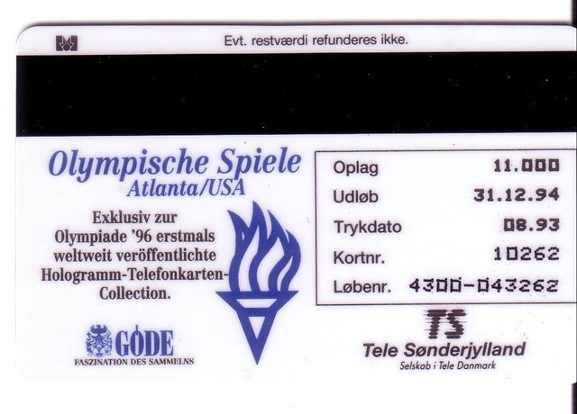 ATHLETICS - Olympic Games Atlanta 1996 (Denmark - Rare 3D Hologram Card) Athletisme Athletik Atletico Atletismo Atletica - Danemark
