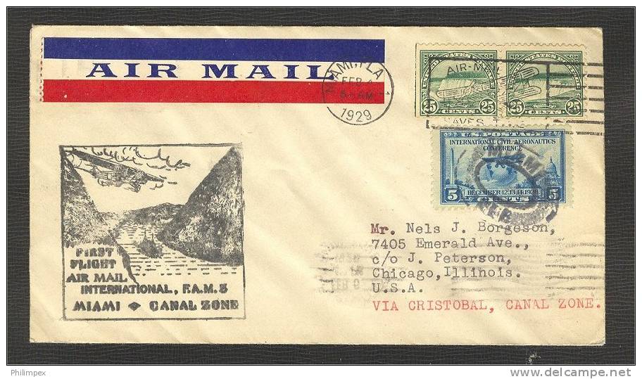 USA, MIAMI-CANAL ZONE FEB 4, 1929	"AAMC U.S. FAM #F5-1 F - 1c. 1918-1940 Lettres