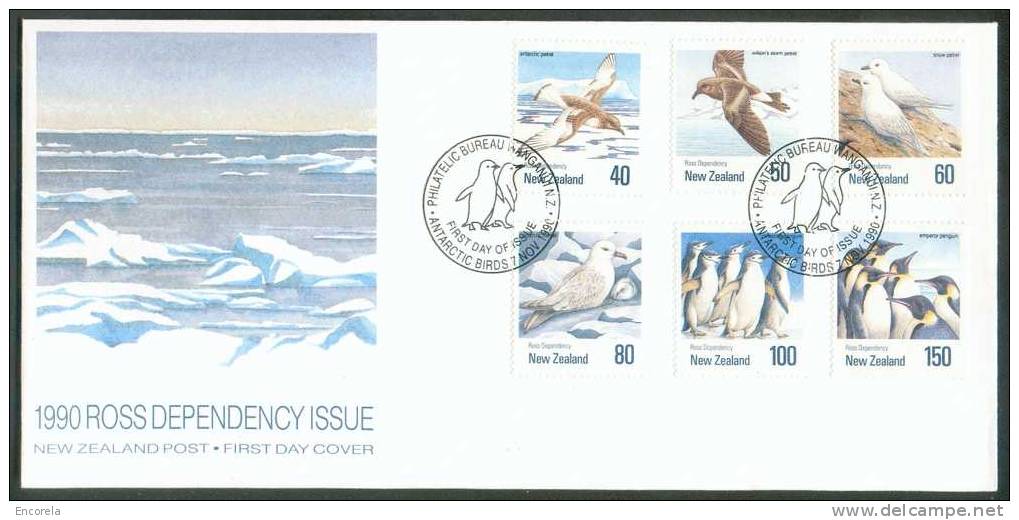 NEW ZEALAND - FDC 1990 Ross Dependancey Issue - ANTARTIC BIRDS 7 Nov. 1990 - 5055 - Penguins