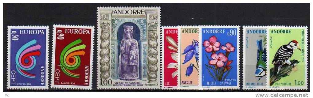 Andorre Année Complète De 1973 Luxe ** - Volledige Jaargang