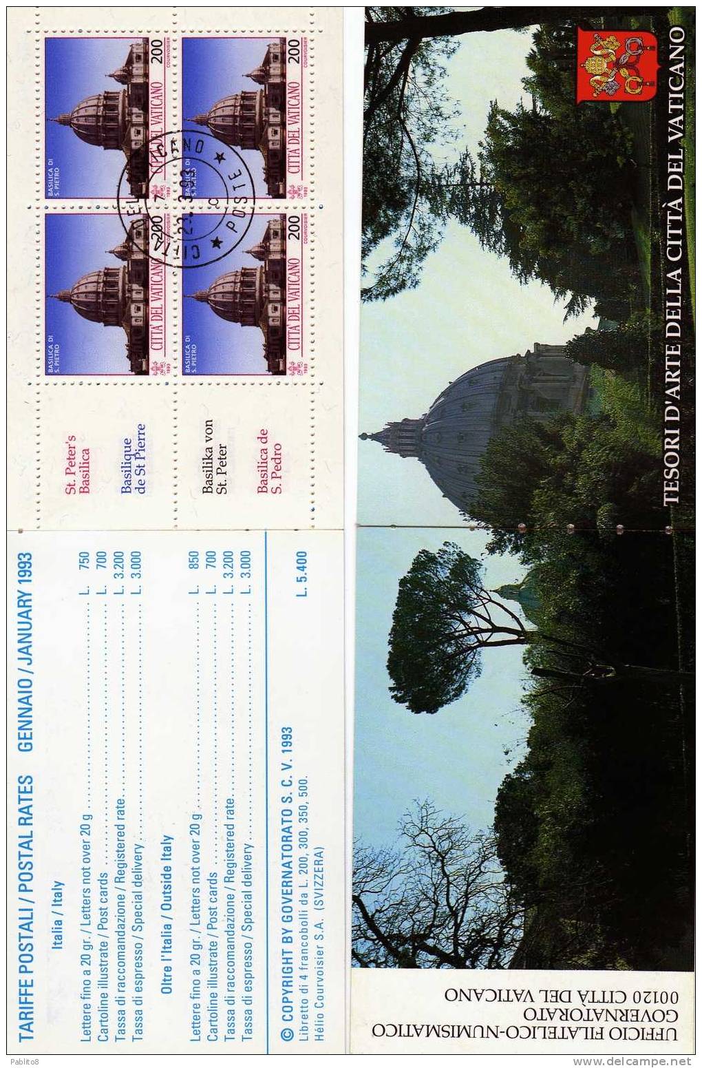 VATICAN 1993 LIBRETTO GIOVANNI PAOLO II USATO - Blocs & Feuillets