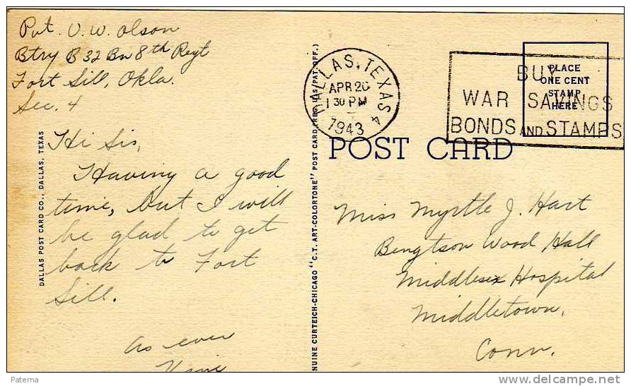 Postal, DALLAS- TEXAS 1943 ( U.S.A.) , Post Card - Storia Postale