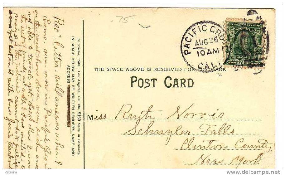 Postal, PACIFIC GROVE-CALIFORNIA 1907  (U.S.A),post Card, Postkarte, Carte Postale, Tarjeta Postal - Covers & Documents