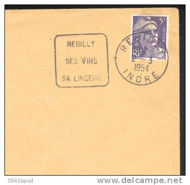 1954  France 36  Daguin Reuilly Vino Vins Raisin Vignoble Wine Grape Vineyard  Sur Lettre - Vinos Y Alcoholes