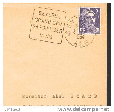 1954  France 01  Daguin Seyssel Foire Des Vins  Vino Raisin Vignoble Wine Grape Vineyard Sur Lettre Entiere - Wijn & Sterke Drank