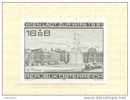Autriche 1980 " Wipa 1981 "  épreuve En Noir, Black Proof, Schwarzdruck Auf Blatt. Yvert 1494 - Proofs & Reprints