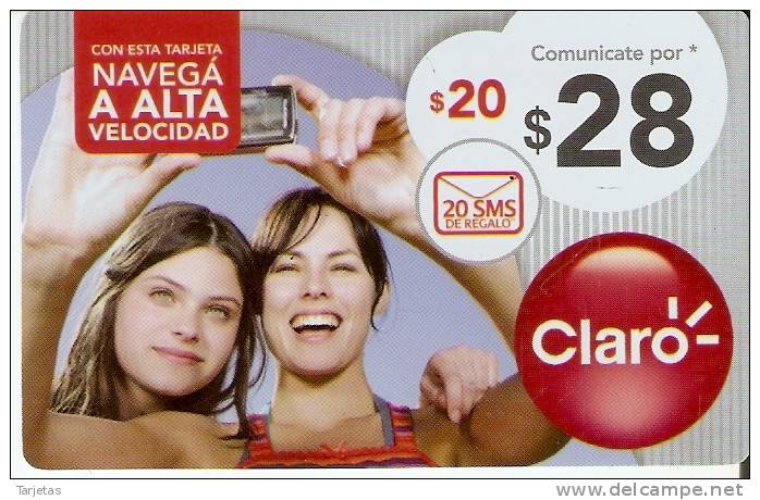 TARJETA DE ARGENTINA DE CLARO DE $20  CHICAS CON MOVIL 20SMS - Argentine