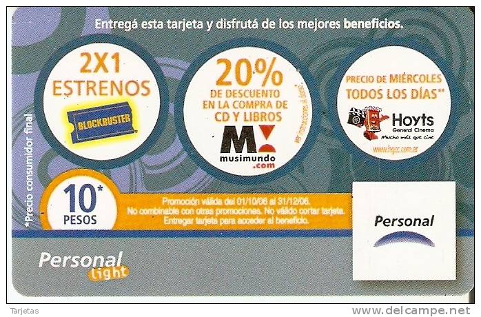 TARJETA DE ARGENTINA DE PERSONAL DE 10 PESOS - Argentina