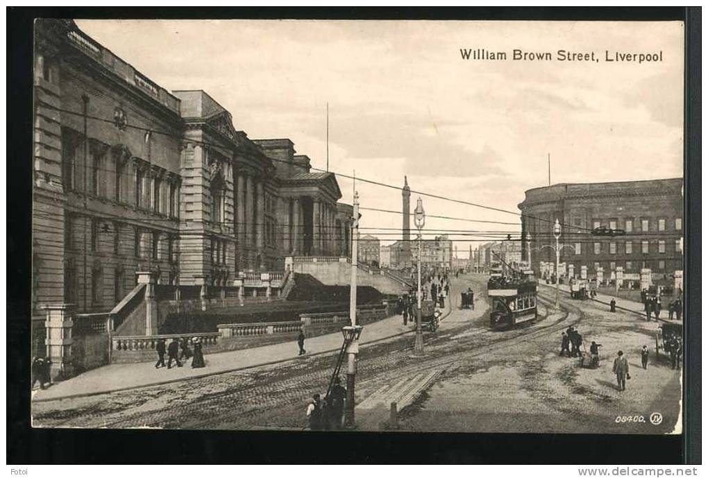 1919 WILLIAM BROWN STREET LIVERPOOL UK TRAM PHOTO CARTE POSTALE  POSTCARD TARJETA POSTAL - Liverpool