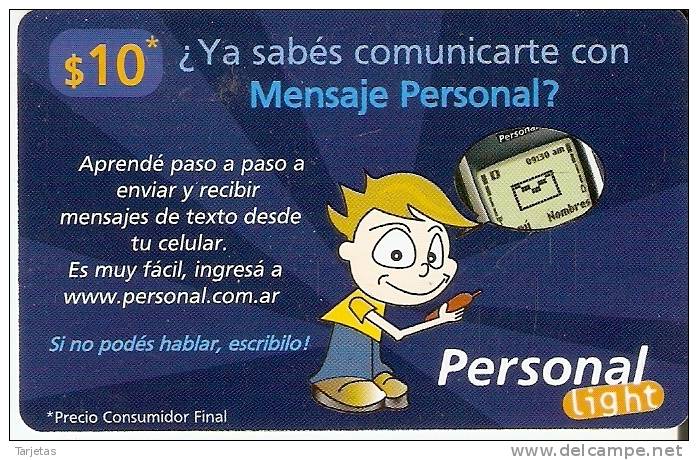 TARJETA DE ARGENTINA DE PERSONAL DE 10 PESOS  MENSAJES - Argentinien