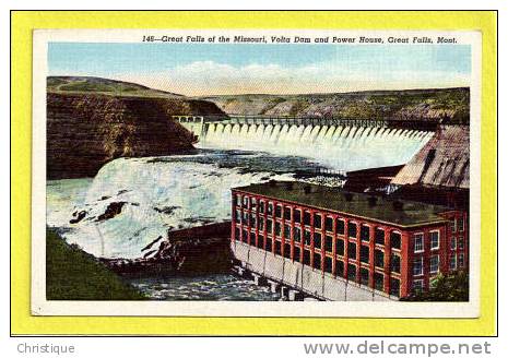 Volta Dam And Power House, Great Falls, Montana. 1930-40s - Great Falls