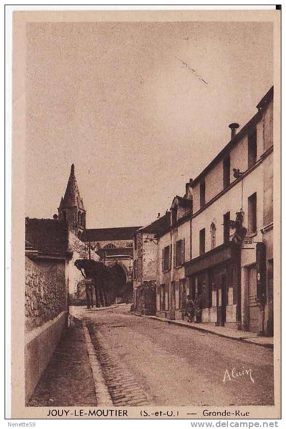 JOUY LE MOUTIER - Grande Rue + Café Tabacs à Droite + Petite Animation - Jouy Le Moutier