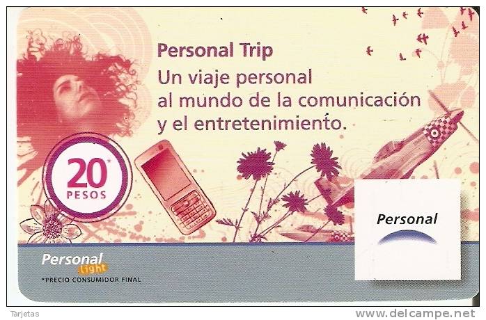 TARJETA DE ARGENTINA DE PERSONAL DE 20 PESOS AVION-MOVIL-FLORES - Argentinien