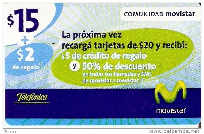 TARJETA DE ARGENTINA DE TELEFONICA MOVISTAR DE $15 - Argentinien