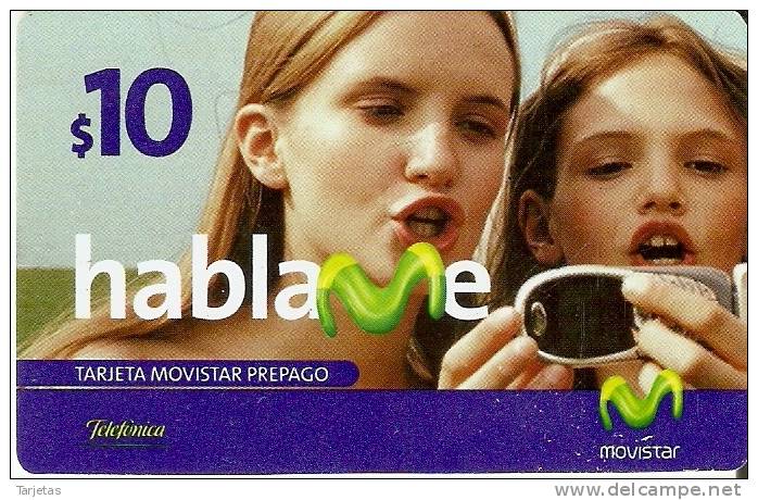 TARJETA DE ARGENTINA DE TELEFONICA MOVISTAR DE $10  CHICAS CON MOVIL - Argentina