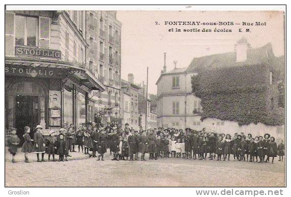 FONTENAY SOUS BOIS 2 RUE MOT ET LA SORTIES DES ECOLES (SUPERBE ANIMATION) - Fontenay Sous Bois