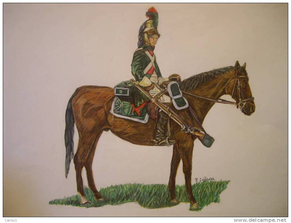 C1 DESSIN Couleurs DRAGON A CHEVAL - JULLIAN Napoleon - Drawings