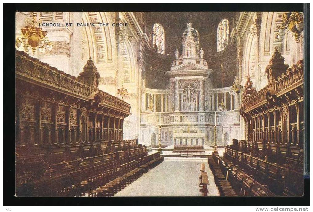 OLD 1921 ST PAUL THE CHOIR LONDON UK  CARTE POSTALE  POSTCARD TARJETA POSTAL - St. Paul's Cathedral