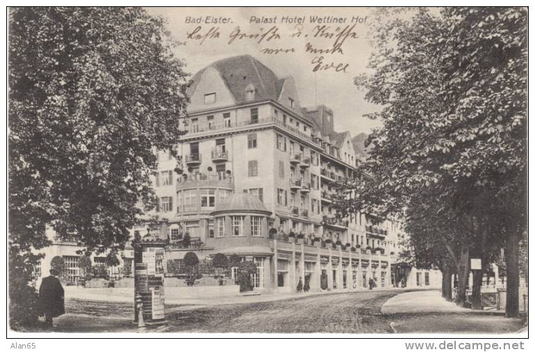Bad Elster (Saxony) Germany, Palace Hotel Wettiner Hof On C1910s Vintage Postcard, Handbill Announcements - Bad Elster