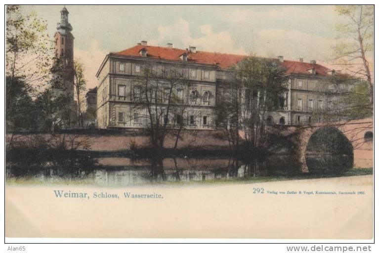 Wiemar (Thuringia) Germany Schloss Castle Wassereite River And Bridge On C1900s Vintage Postcard - Weimar