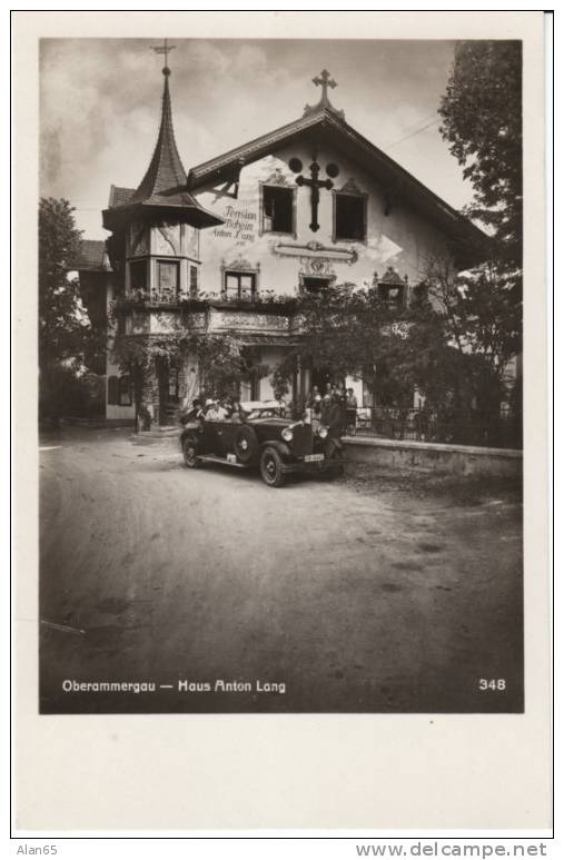 Oberammergau (Bavaria) Germany, Haus Anton Lang 1930s Vintage Real Photo Postcard, Auto - Oberammergau