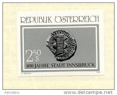 Autriche 1980 " Ville D´Innsbruck "  épreuve En Noir, Black Proof, Schwarzdruck Auf Blatt. Yvert 1476 - Essais & Réimpressions