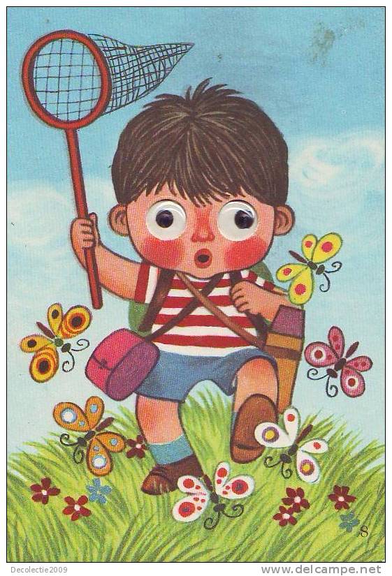 ZS1321 Insects Butterflyes Pappilons Relief Caricature Boy Looking For Butterflyes - Insects