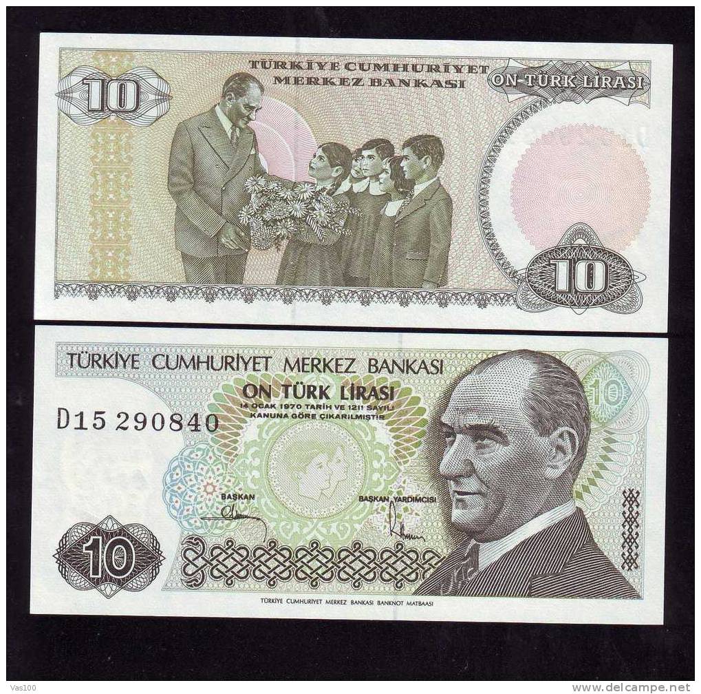 TURQUIE , 10 TURK LIRASI ,14 OKT 1970, PAPER MONEY,UNC, Uncirculated - Türkei