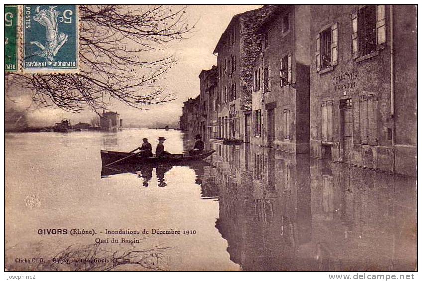 Givors -Innondations De Décembre 1910 - Quai Du Bassin - Givors