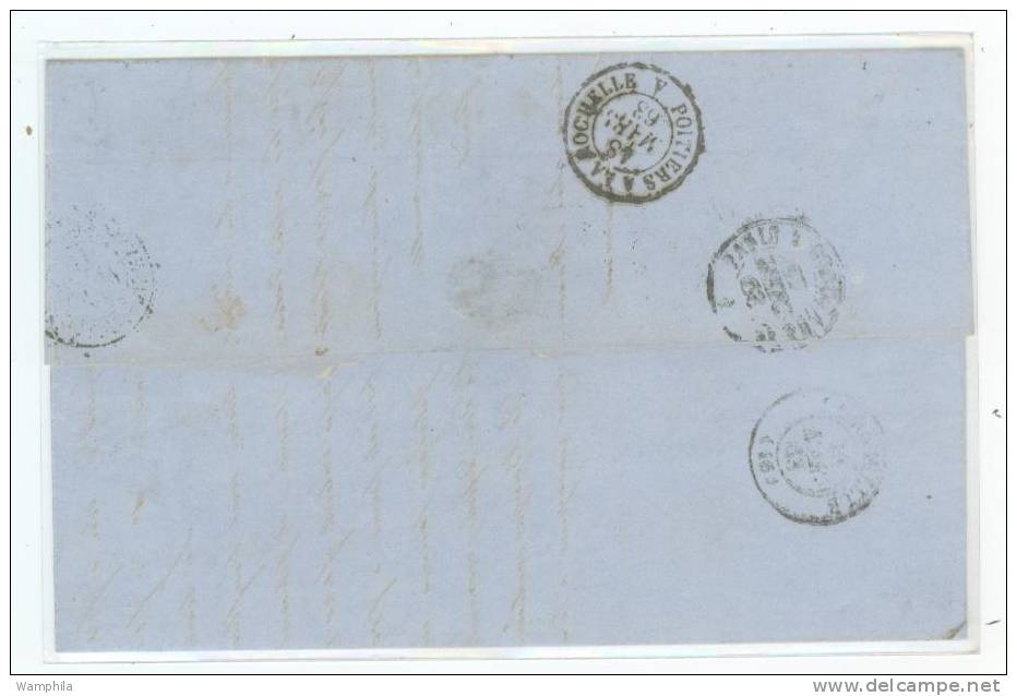 Pli Avec Texte De Pointe à Pitre 1863 Taxé 6 Pour La Rochelle - Sonstige & Ohne Zuordnung
