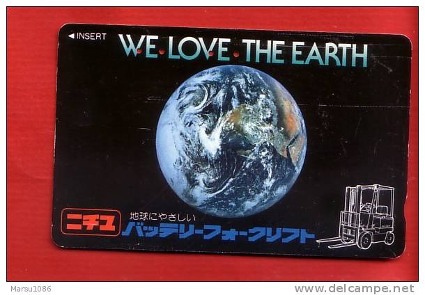 Japan Japon  Telefonkarte Phonecard -  Gabelstapler Weltraum Space  Espace Universum Universe Erde - Ruimtevaart