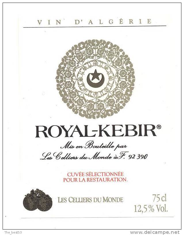 Etiquette De Vin   D´Algérie   Royal   Kébir - Other & Unclassified