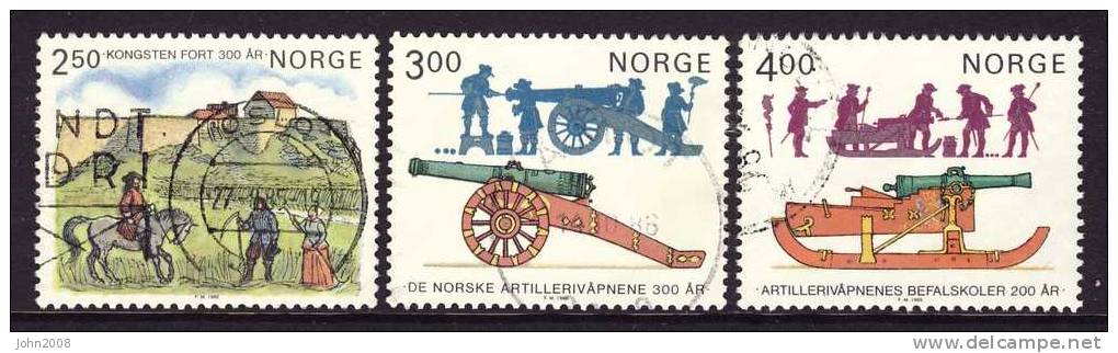 Norwegen / Norway 1985 : Mi.nr 921-923 * - 300 Jahre/yrs Artillerie-Fort Kongsten - Usados