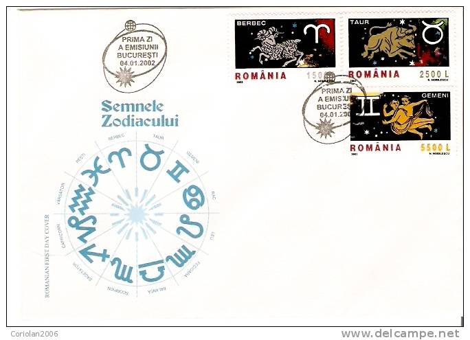 Romania 2002/ Zodiac/ Set X 2 Fdc - Astrologie