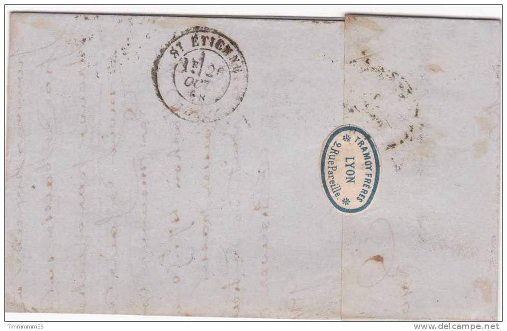 LT2759  N°29/Lettre De LYON, CACHET INTERESSANT Type 16 ????? Du 25 Aout 1868 - 1863-1870 Napoléon III. Laure