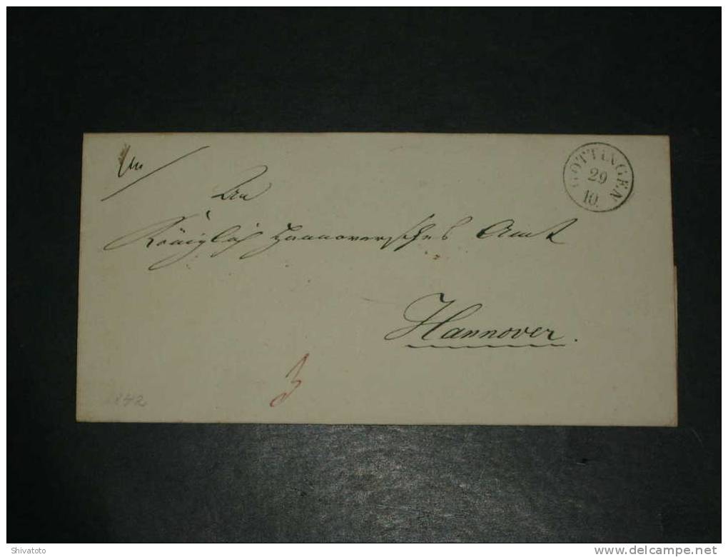 (1063) Stampless Cover From GOTTINGEN  To Hannover – No Letter - Préphilatélie