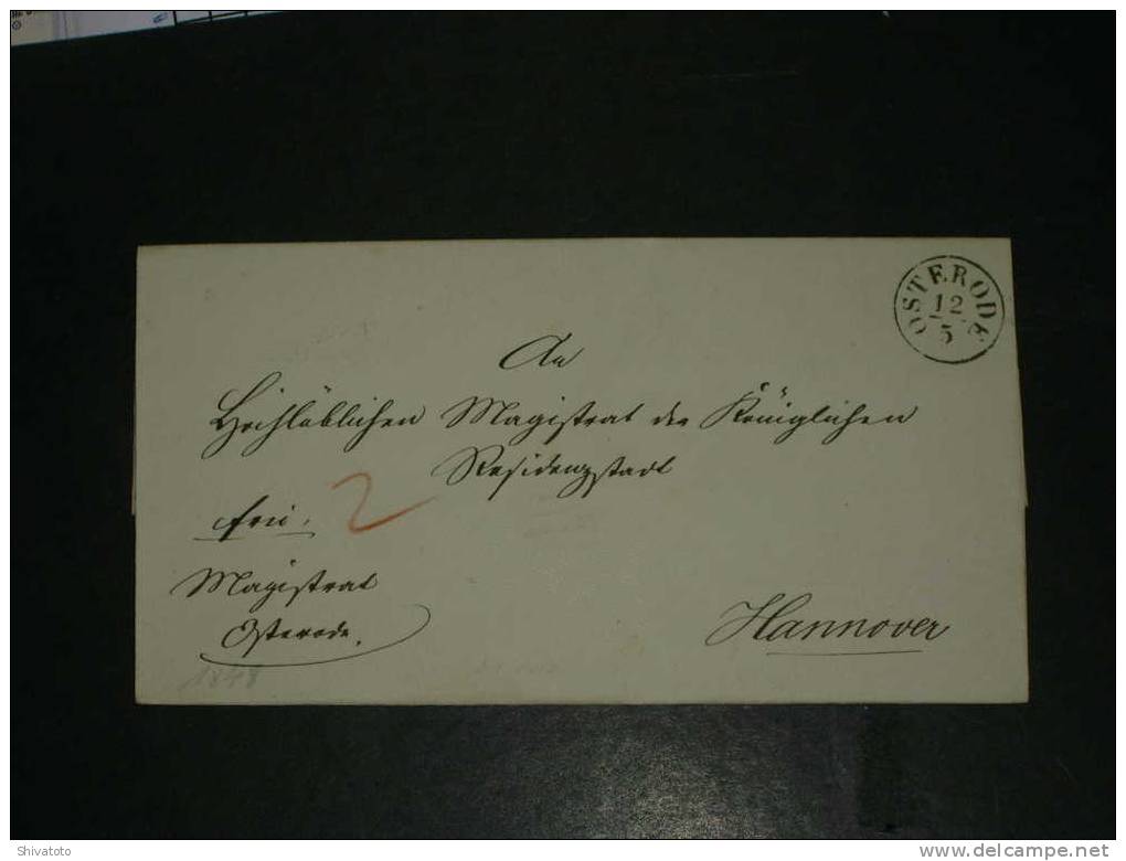 (1065) Stampless Cover From Osterode  To Hannover – No Letter - Prephilately