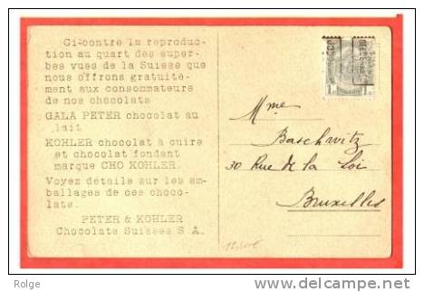 Br-1473   Zichtkaart,DRUKWERKTARIEF  Afst  JODOIGNE 1911-GELDENAKEN  Naar  BRUSSEL - Roller Precancels 1910-19