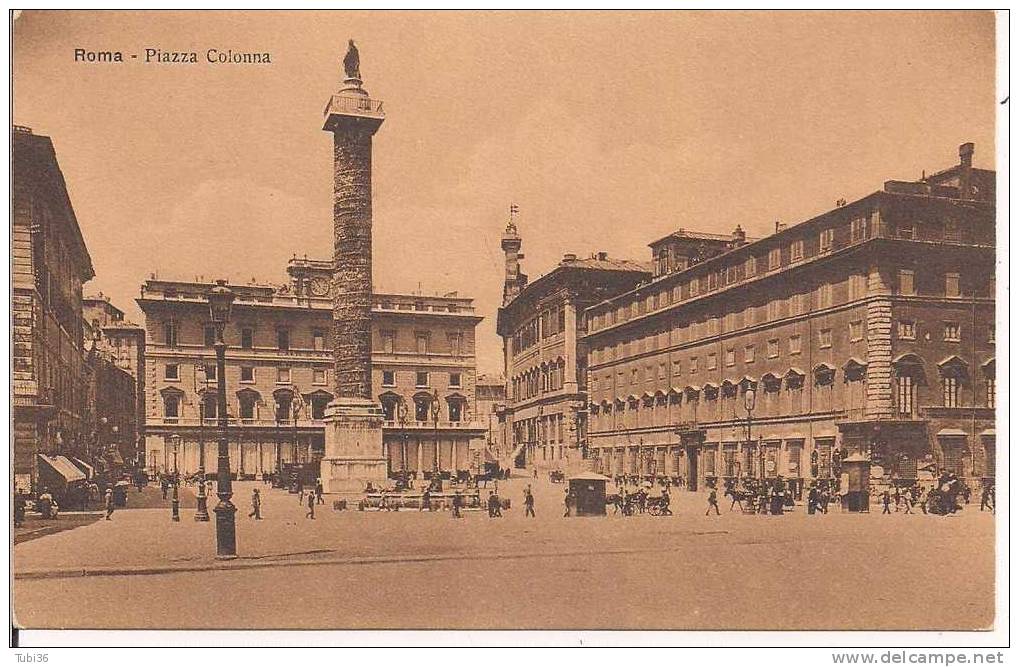 ROMA - PIAZZA COLONNA -  B/N  N/V  ANIMATA . FORMATO PICCOLO  8,5 X 13,5. - Caserta