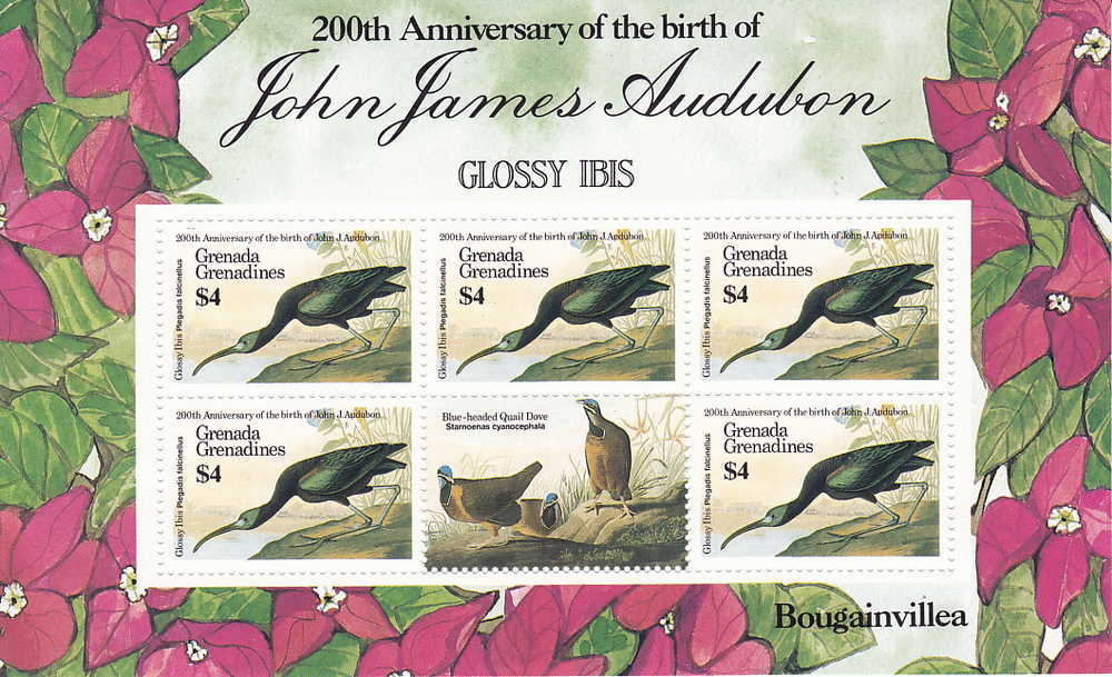 GRENADA   Grenadines  1986  200th Ann Birth Of Audubon  Bird Complete  Sheet  Of 5 + Label   MNH ** - Grenada (1974-...)