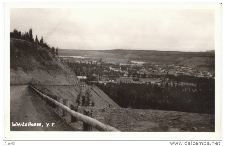 Whitehorse Yukon Canada, C1920s/40s Vintage Real Photo Postcard, Road Coming Into Town - Yukon